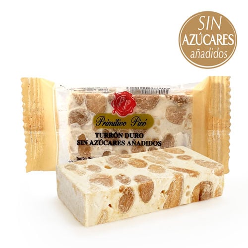 Hard almond nougat portions without sugar